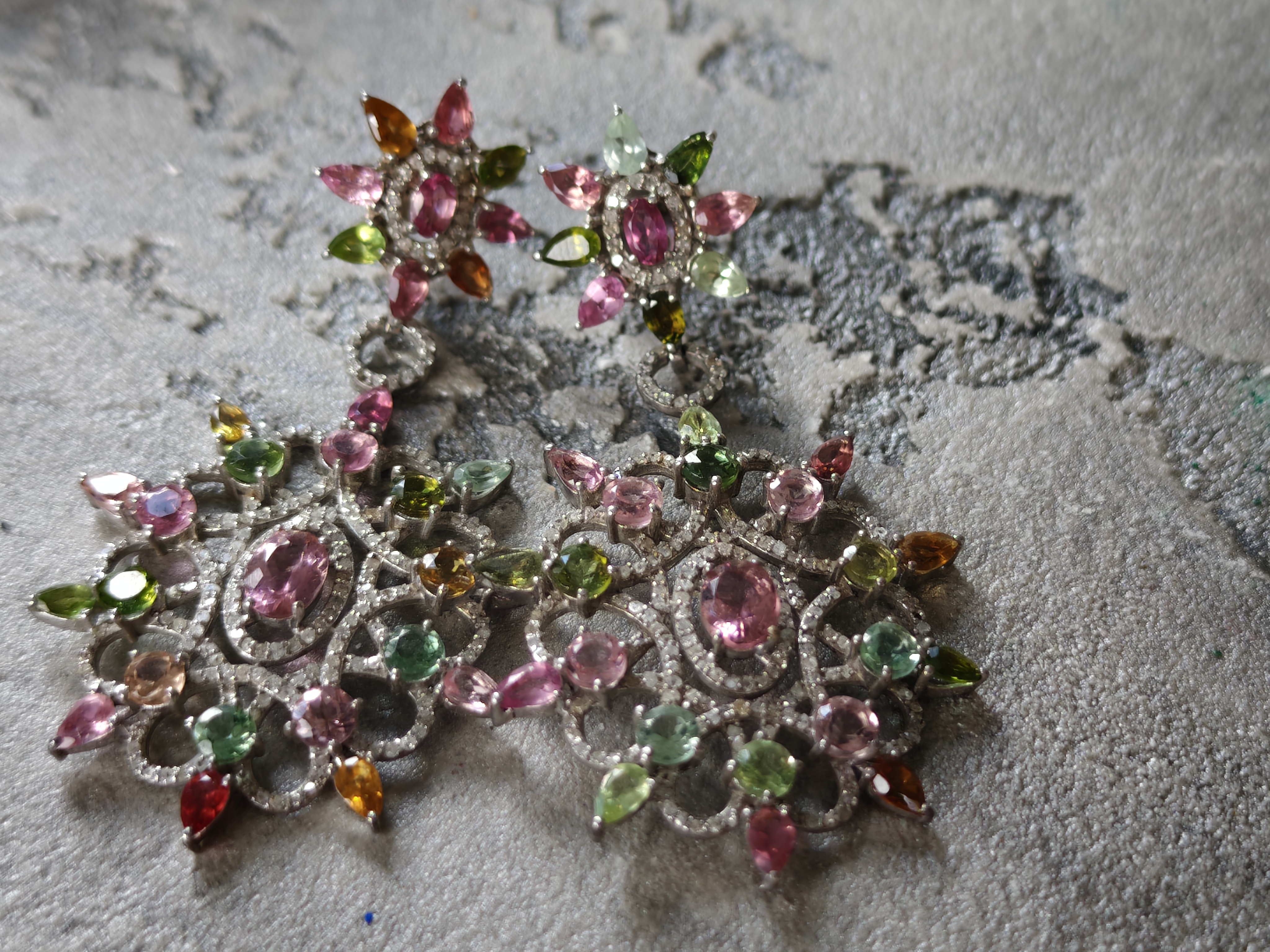 Watermelon Turmalin Elmas Küpe