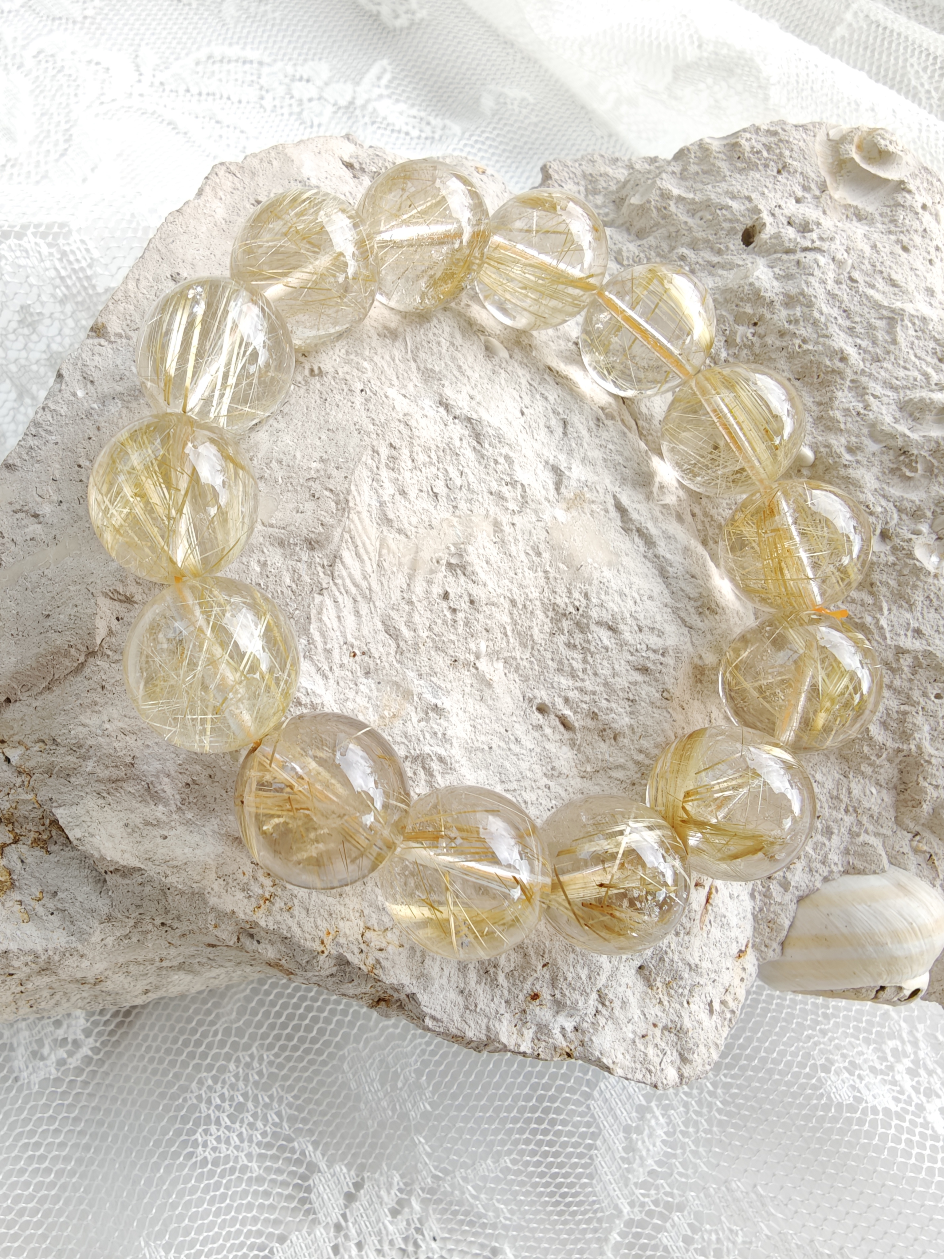 Gold Rutil Kuvars Bileklik