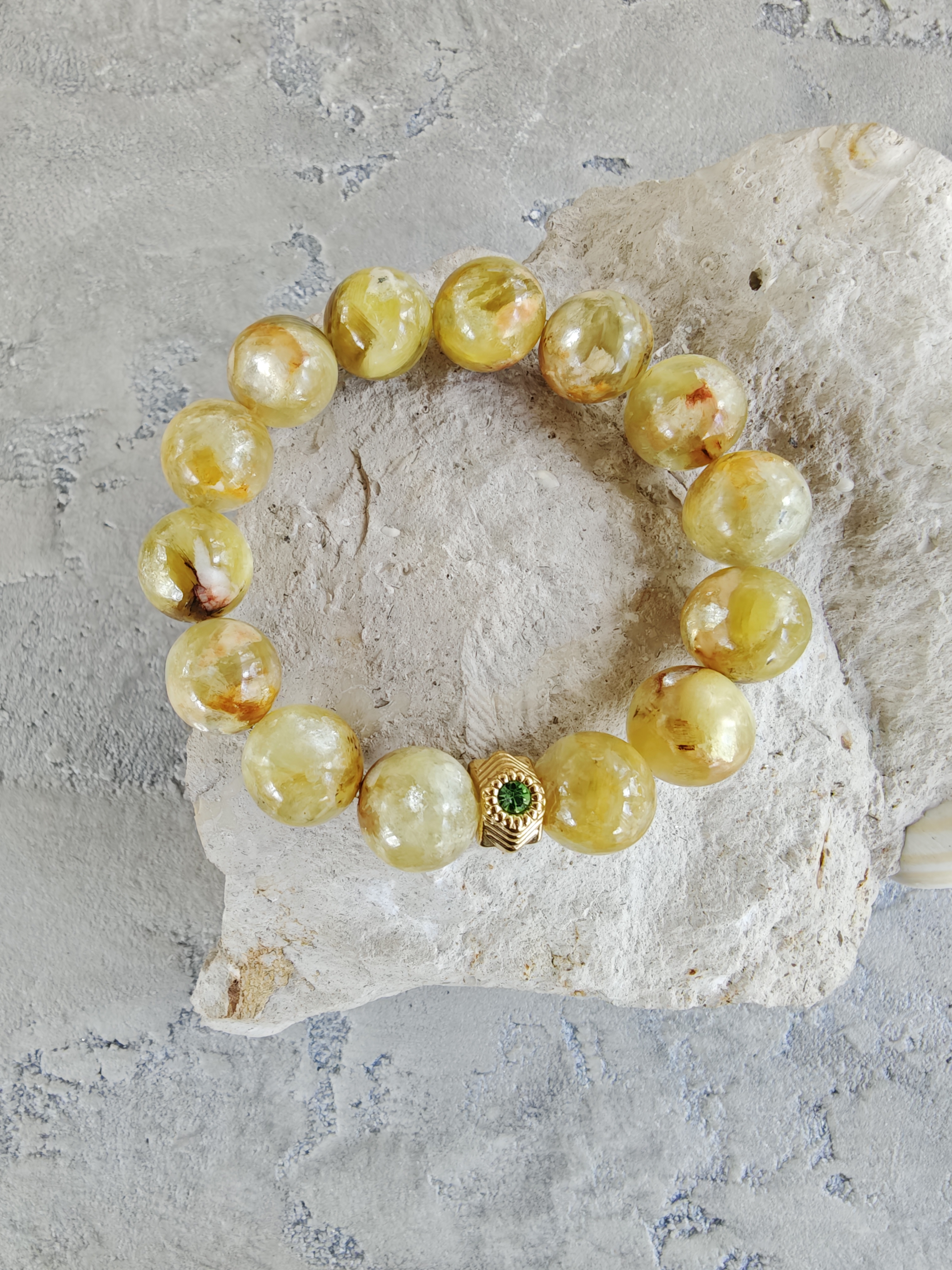 Sarı Lepidolit Prinayt Bileklik