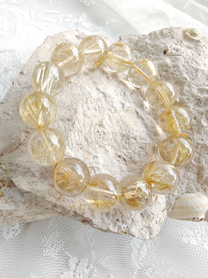 Gold Rutil Kuvars Bileklik