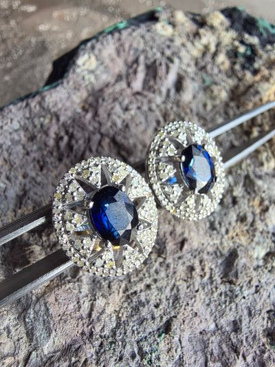 Safir Pırlanta Küpe