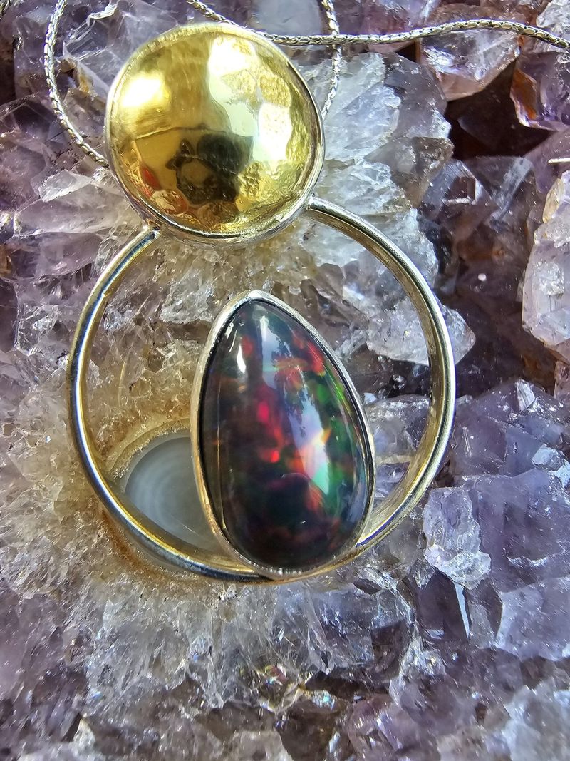 SİYAH OPAL KOLYE (MA)