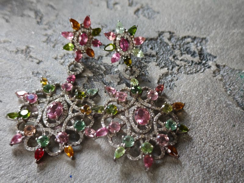 Watermelon Turmalin Elmas Küpe