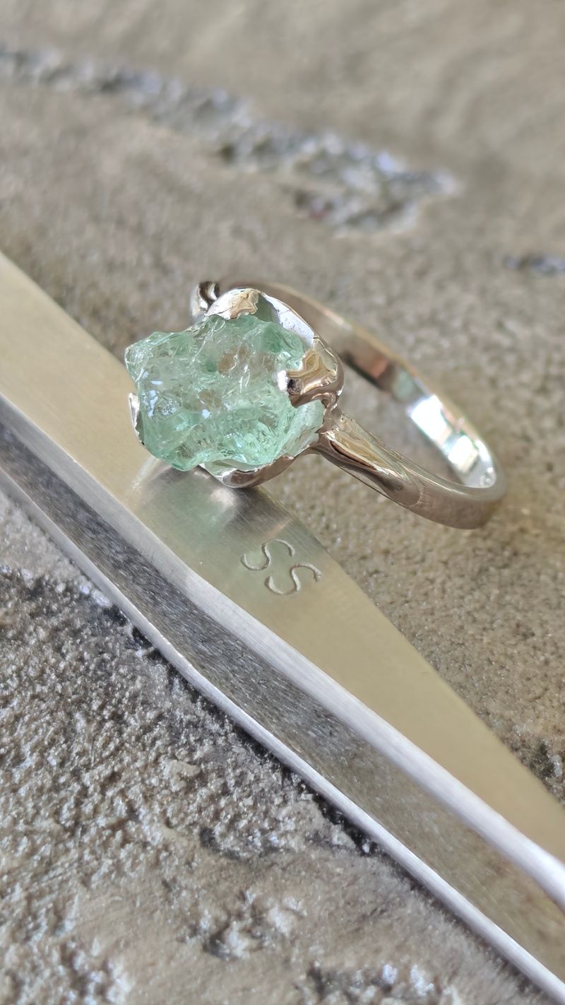 Aquamarine Ham Taş Yüzük