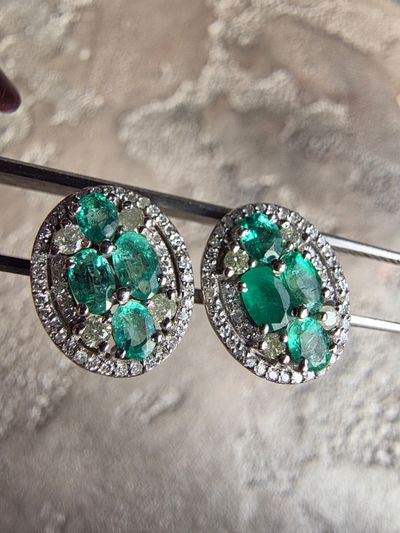 Pırlanta Zümrüt Küpe