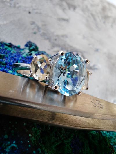 Mavi-Sarı Topaz Yüzük