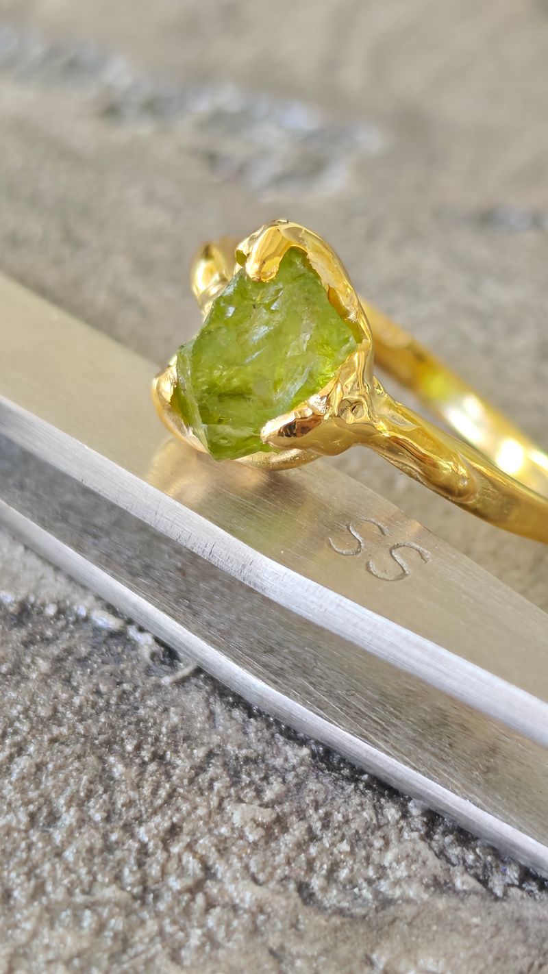 Peridot Ham Taş Yüzük (Sarı)
