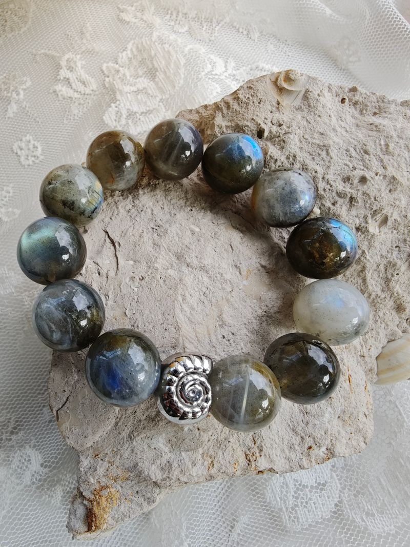 17 mm Labradorit Bileklik (Ammonite)