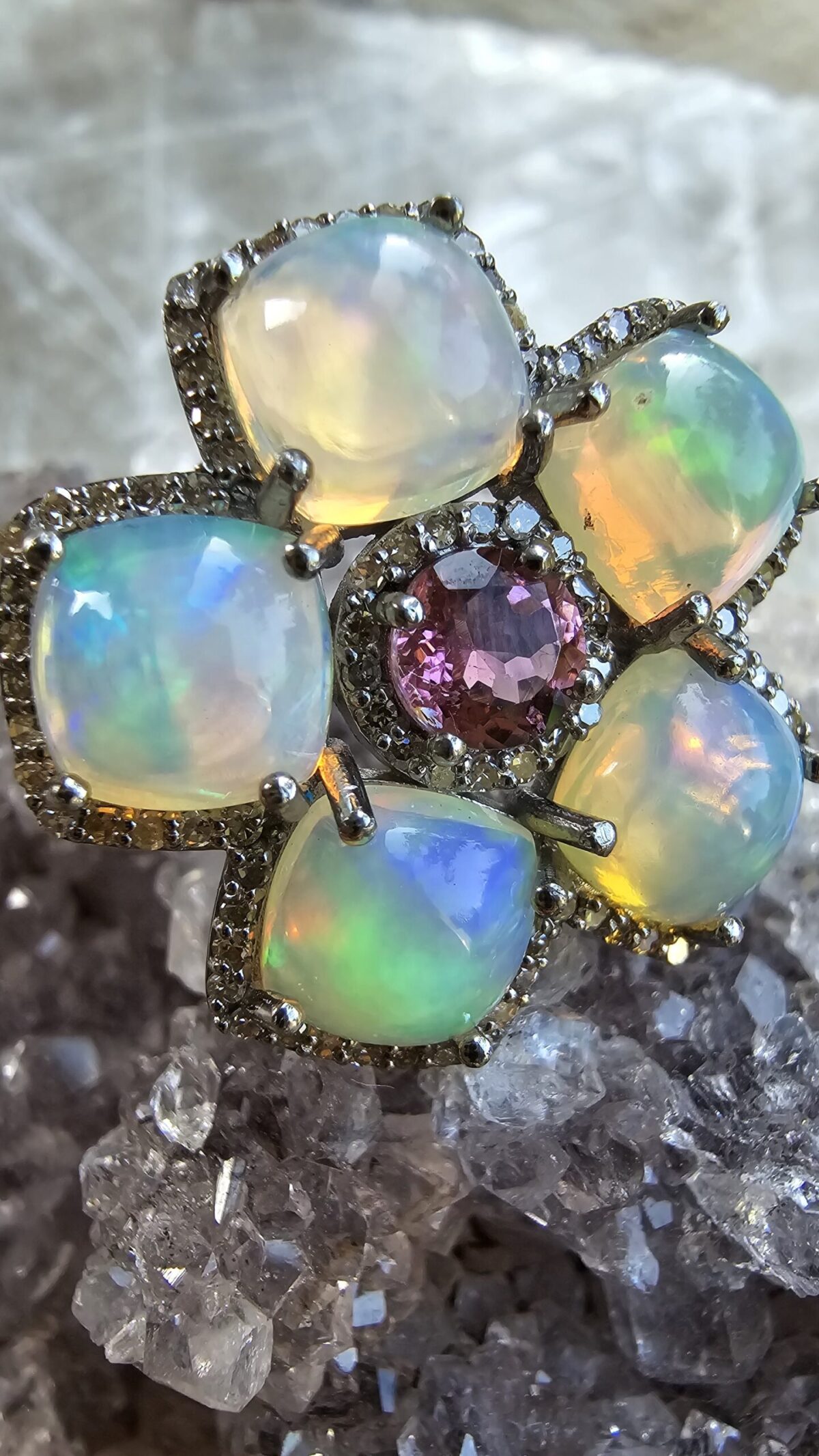 OPAL KUNZİT ELMAS YÜZÜK - Görsel 5