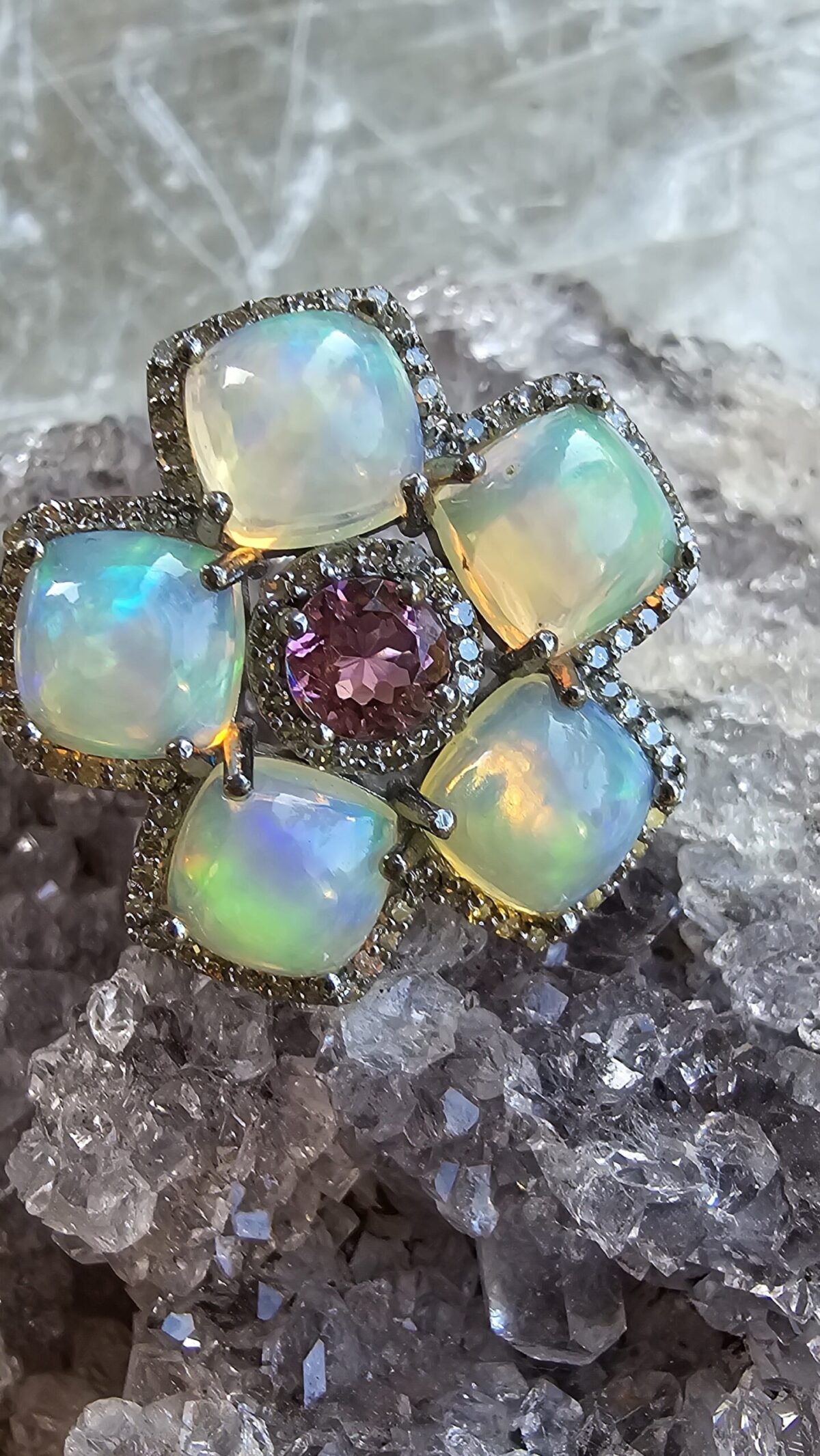 OPAL KUNZİT ELMAS YÜZÜK - Görsel 4