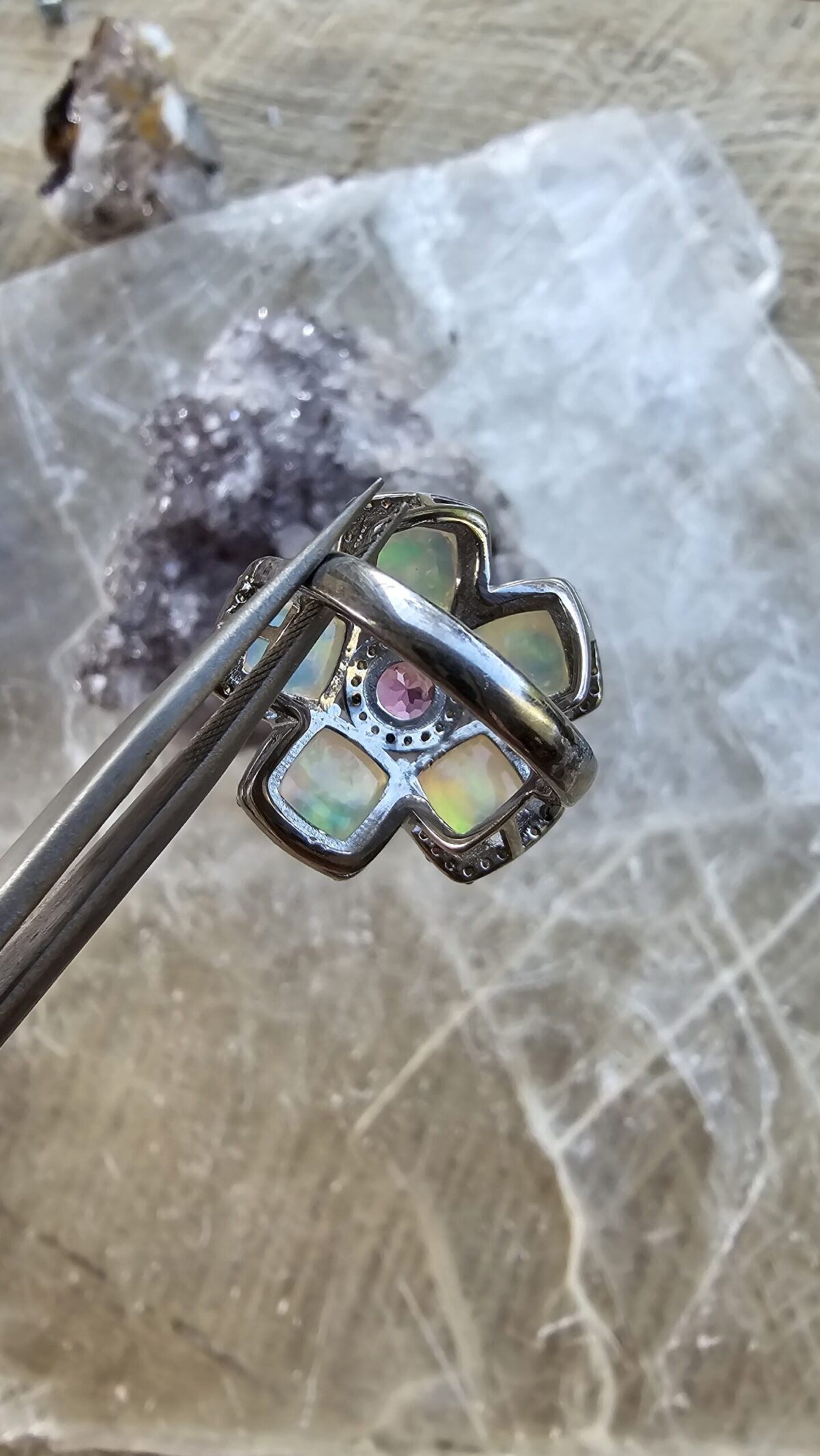 OPAL KUNZİT ELMAS YÜZÜK - Görsel 2