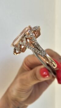 PEMBE TOPAZ VE ELMAS YÜZÜK - Görsel 2