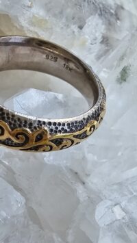 18 AYAR KUVARS ALTIN GÜMÜŞ YÜZÜK - Görsel 5