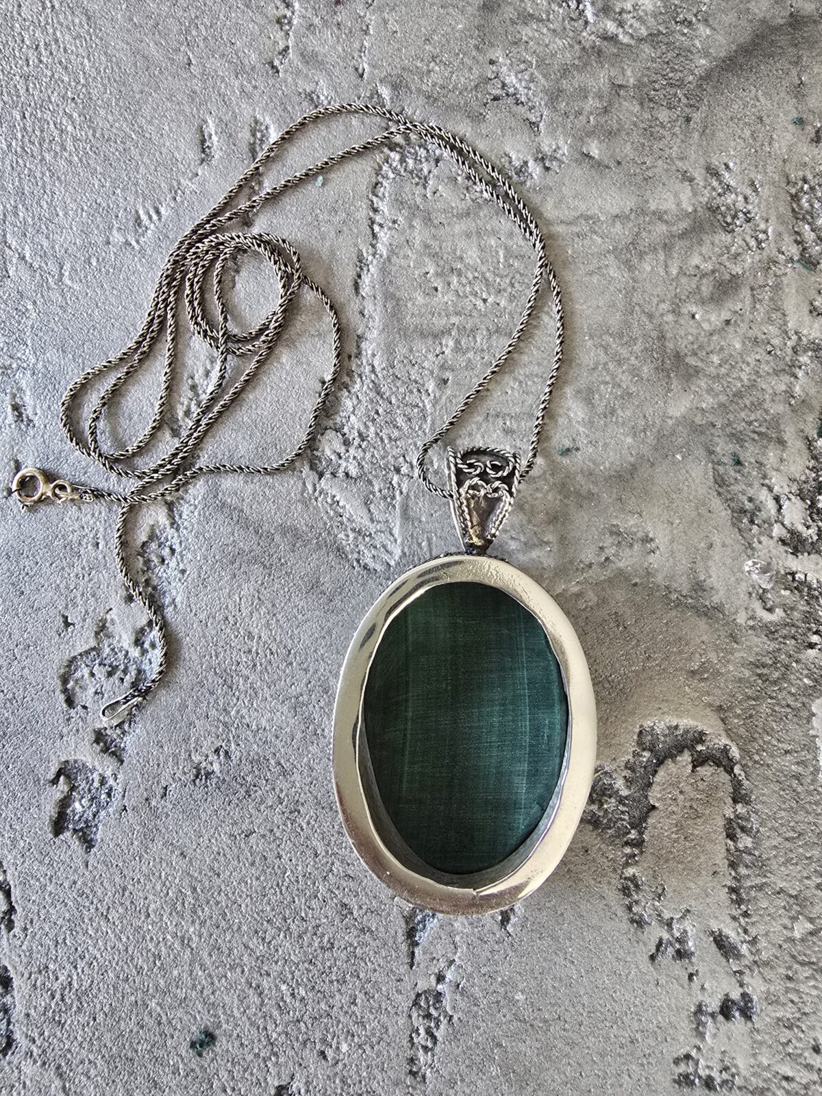 MALAHİT MADALYON KOLYE - Görsel 3