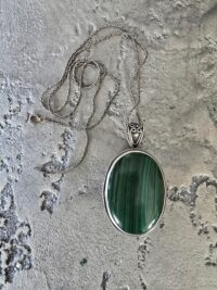 MALAHİT MADALYON KOLYE