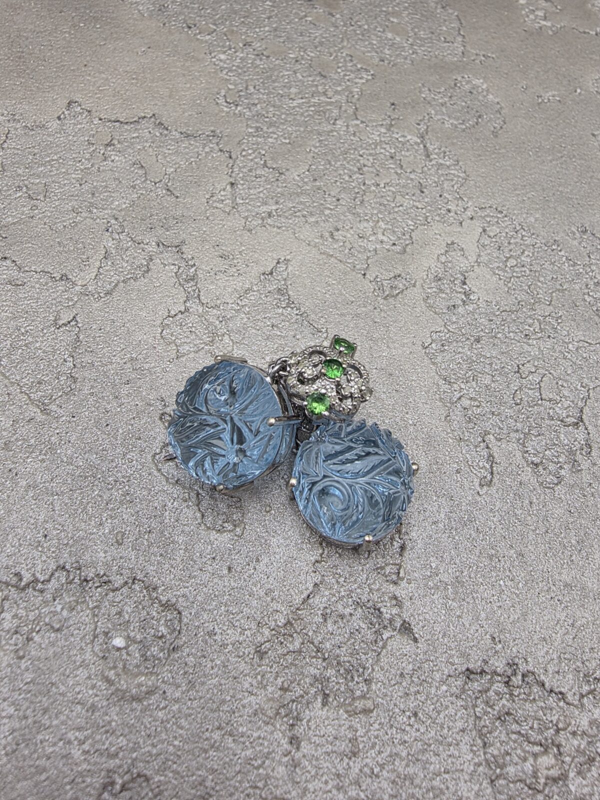 AQUAMARİNE-TURMALİN-ELMAS KÜPE - Görsel 4