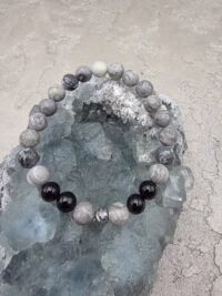 GRİ JASPER SİYAH TURMALİN BİLEKLİK - Görsel 3