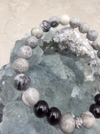 GRİ JASPER SİYAH TURMALİN BİLEKLİK - Görsel 2