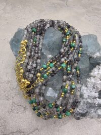 RUTİL KUVARS MALAHİT KOLYE - Görsel 3