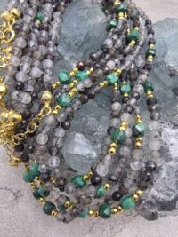 RUTİL KUVARS MALAHİT KOLYE