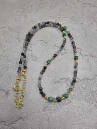 RUTİL KUVARS MALAHİT KOLYE - Görsel 2