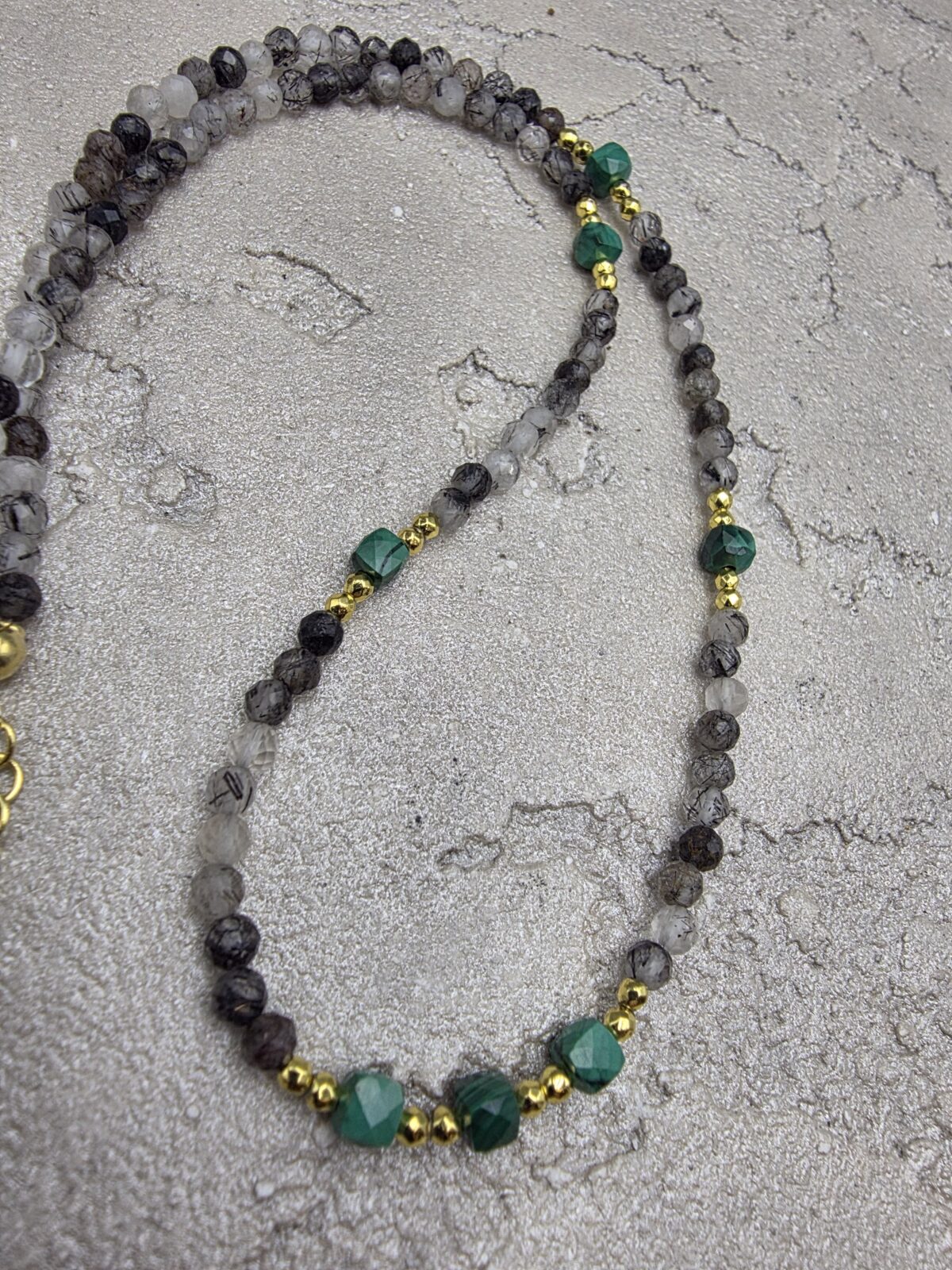 RUTİL KUVARS MALAHİT KOLYE - Görsel 4