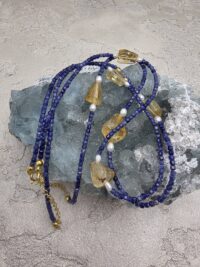 LAPİS İNCİ SİTRİN KOLYE