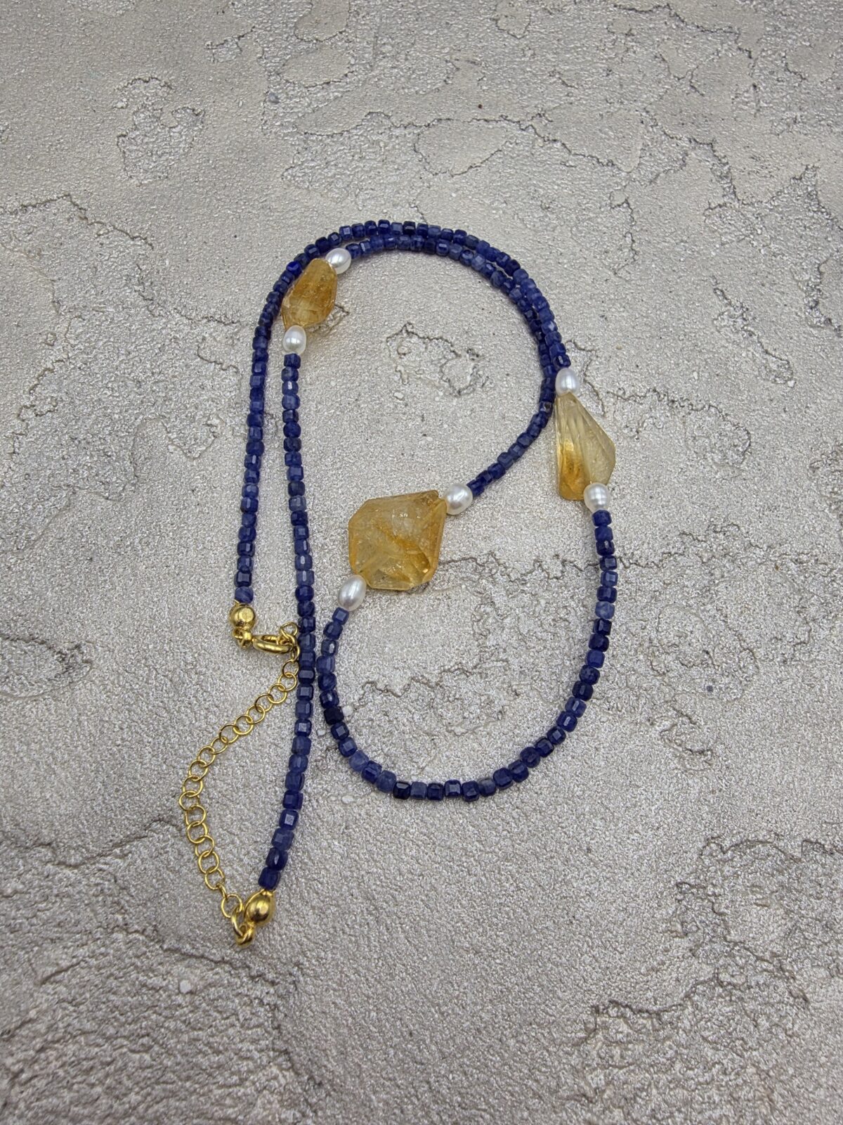 LAPİS İNCİ SİTRİN KOLYE - Görsel 2