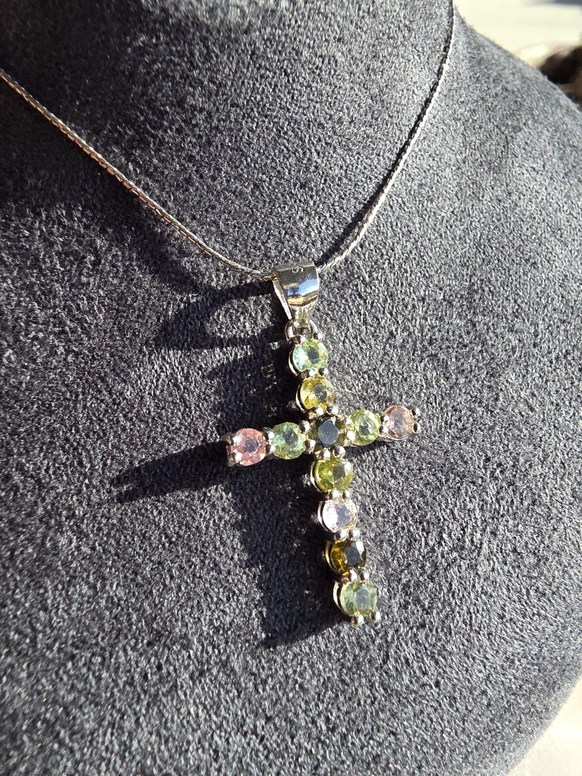 Renkli Turmalin Haç Kolye - Görsel 5