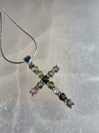 Renkli Turmalin Haç Kolye - Görsel 3