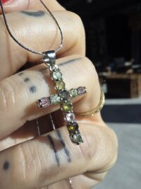 Renkli Turmalin Haç Kolye - Görsel 2