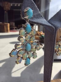 Opal Turkuaz Elmas Küpe - Görsel 4