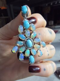 Opal Turkuaz Elmas Küpe