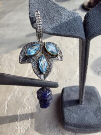 Safir Topaz Elmas Küpe