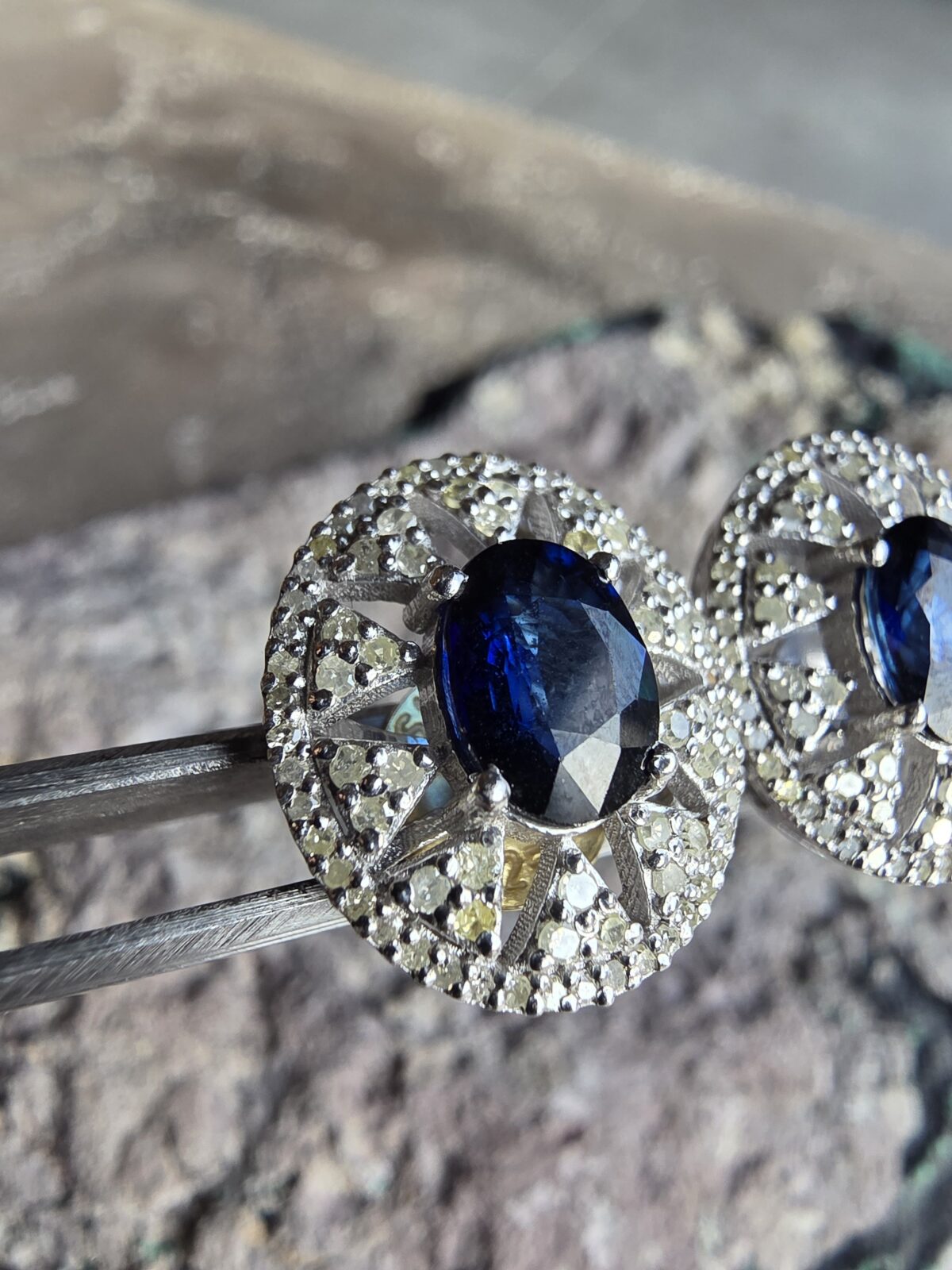 Safir Pırlanta Küpe - Görsel 6