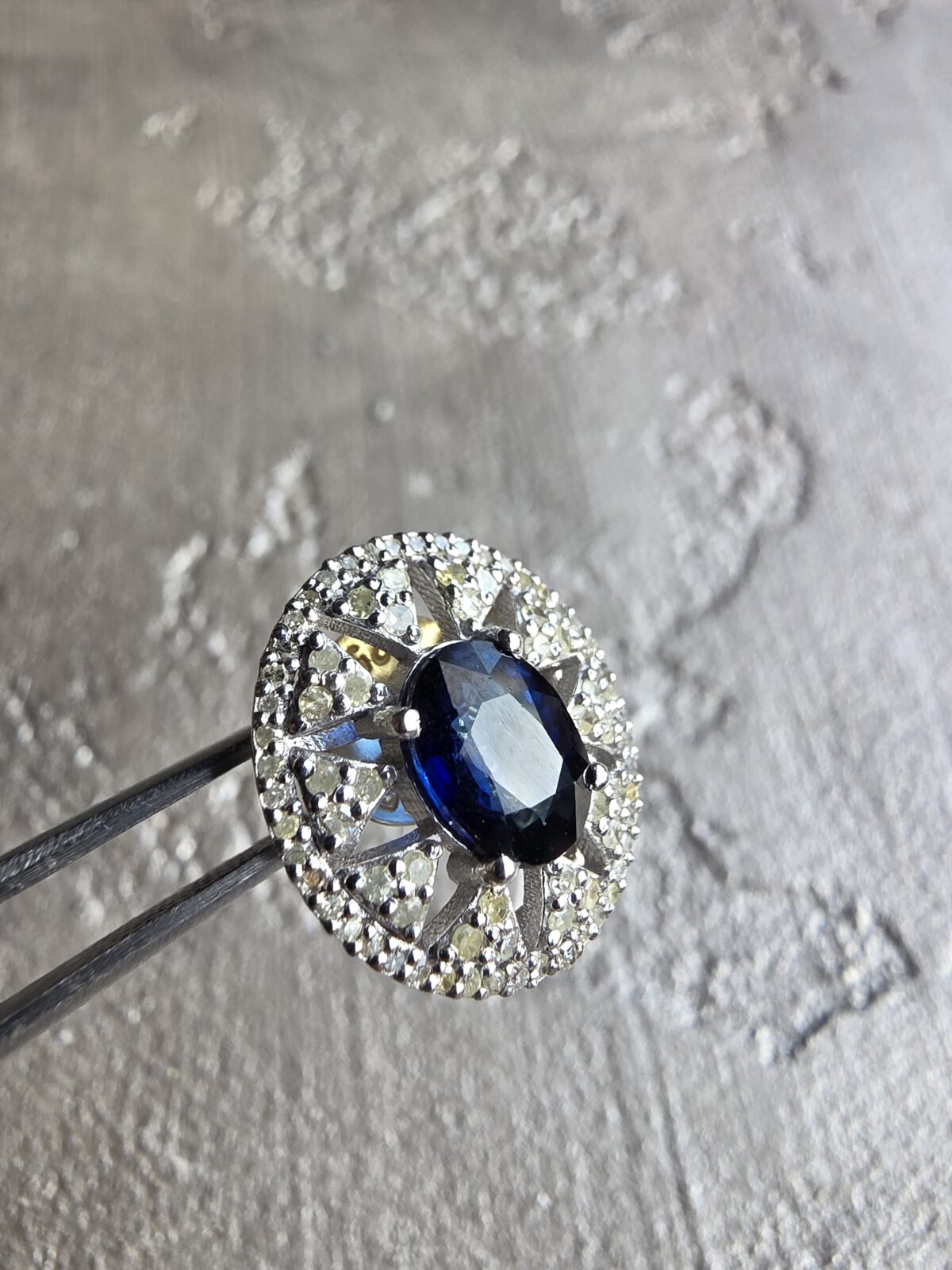 Safir Pırlanta Küpe - Görsel 4