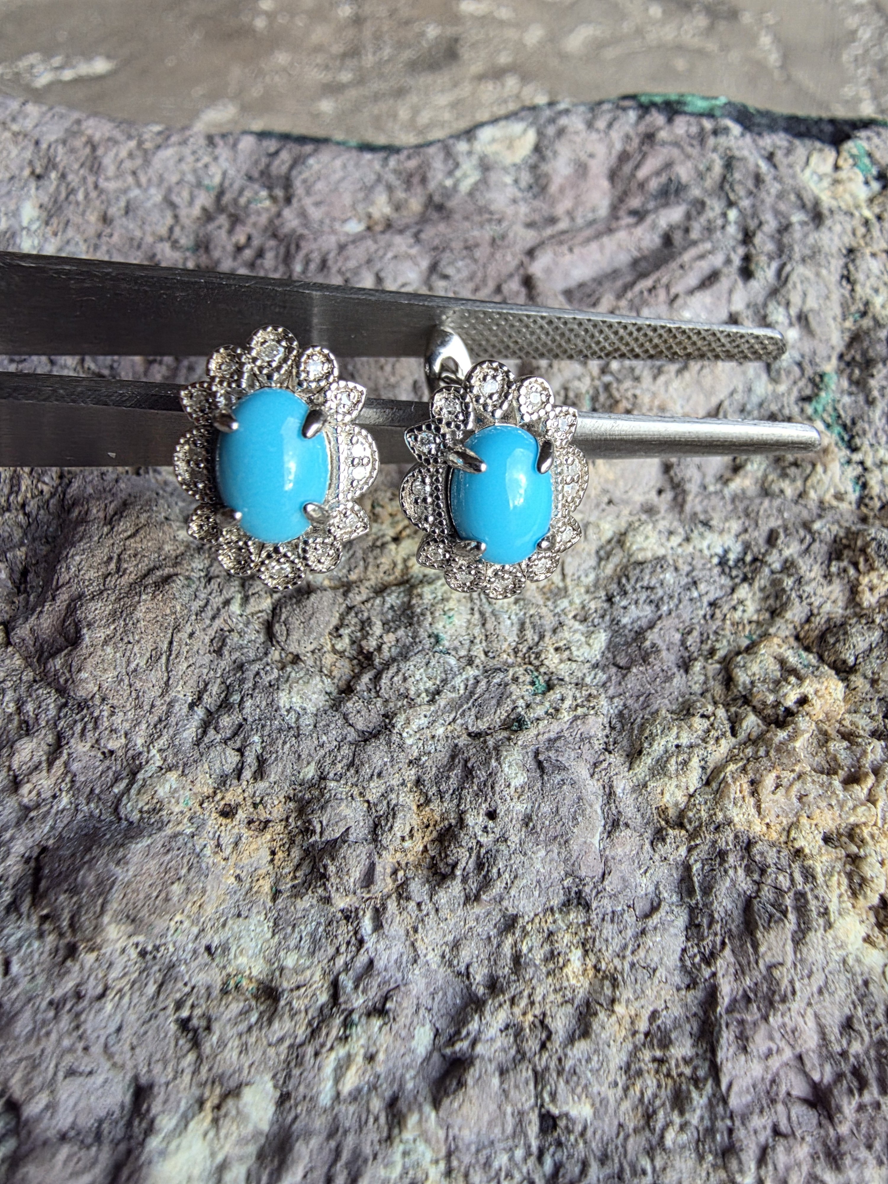 2026/02/74352.jpg Pırlanta Turkuaz Küpe - Görsel 1