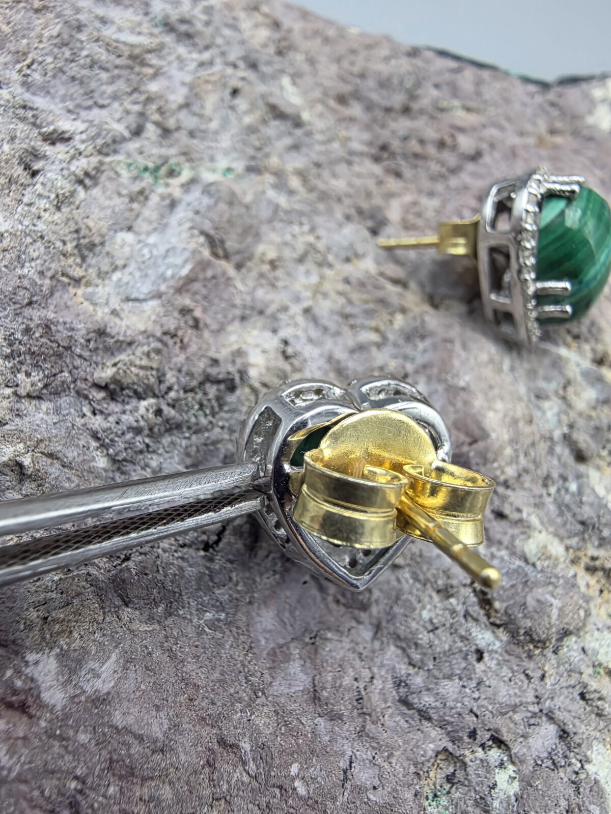 Malahit Elmas Küpe - Görsel 2