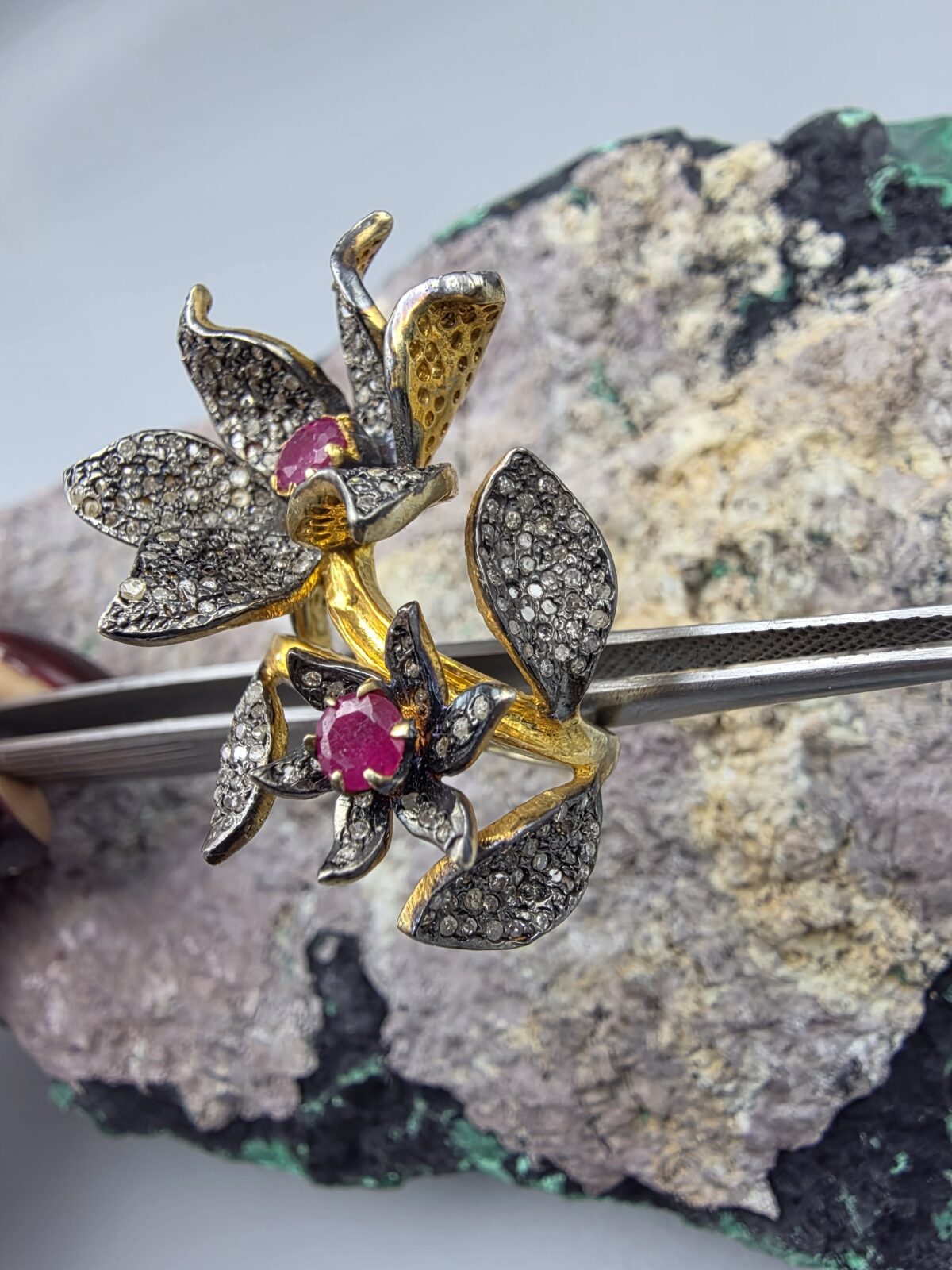 Yakut Elmas Sarmaşık Yüzük - Görsel 4