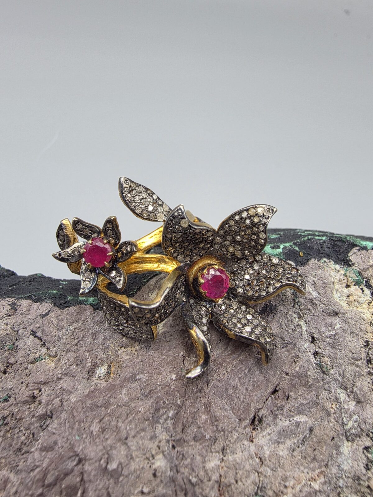 Yakut Elmas Sarmaşık Yüzük - Görsel 9