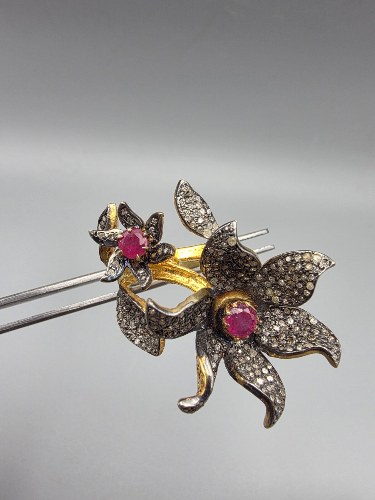 Yakut Elmas Sarmaşık Yüzük - Görsel 6