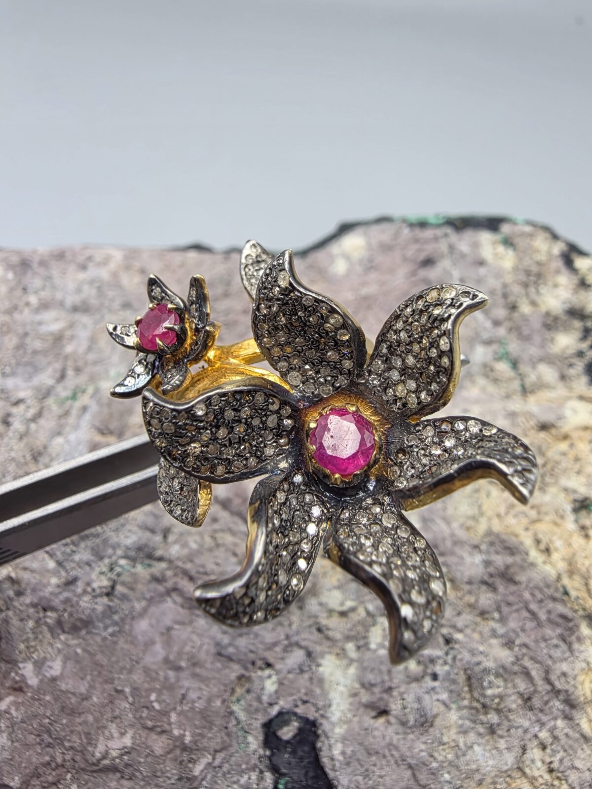 Yakut Elmas Sarmaşık Yüzük - Görsel 2