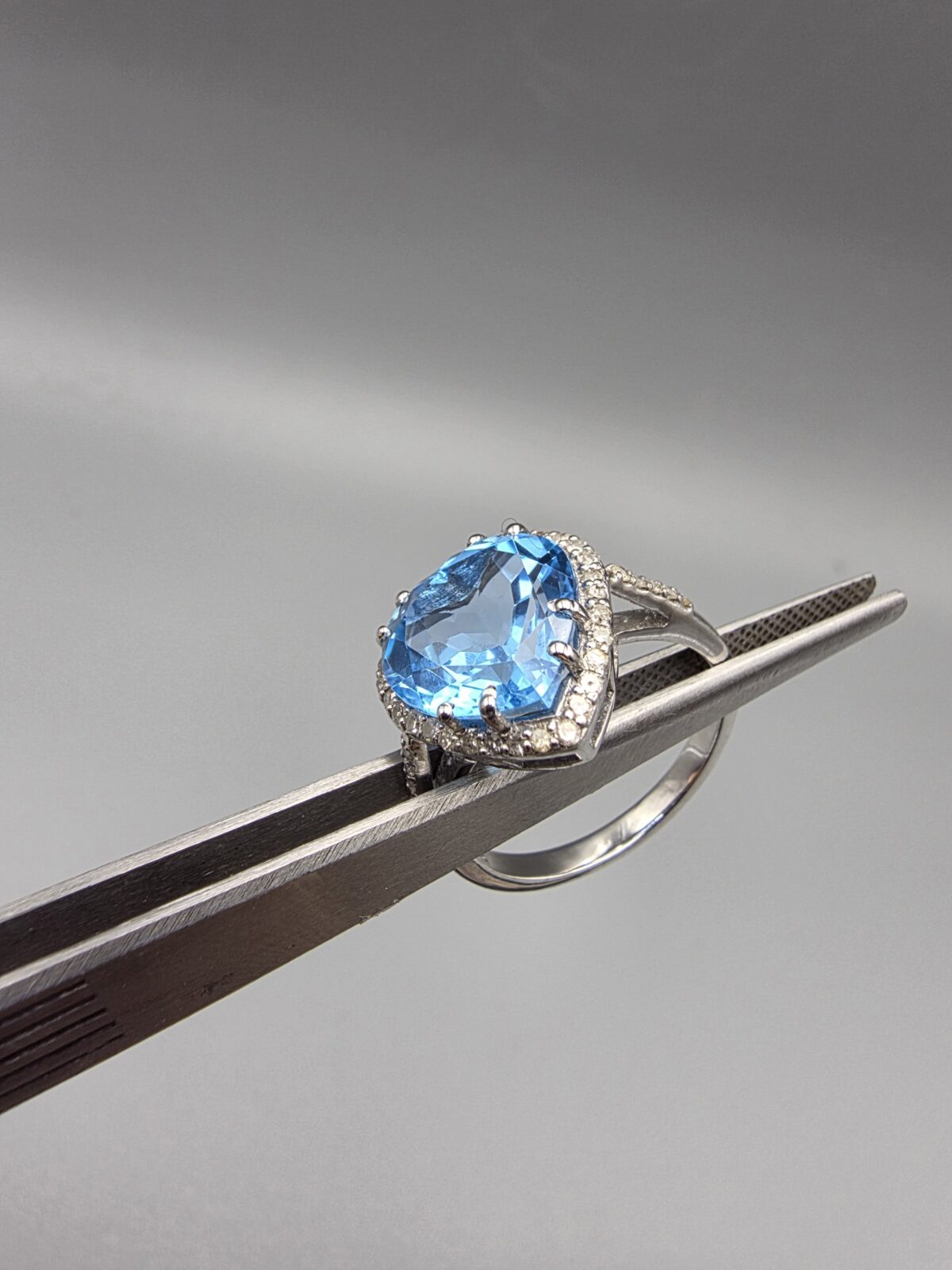 Mavi Topaz Pırlanta Yüzük - Görsel 4