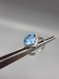 Mavi Topaz Pırlanta Yüzük - Görsel 4