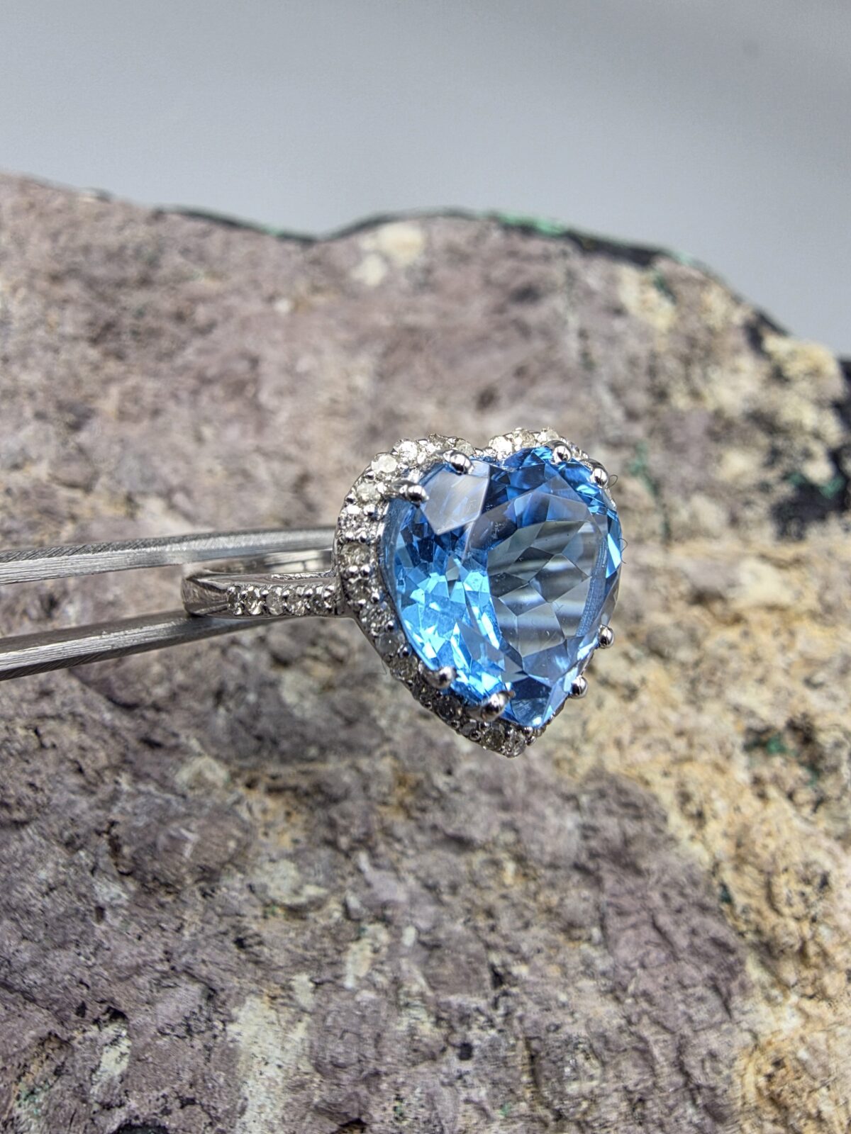 Mavi Topaz Pırlanta Yüzük - Görsel 5