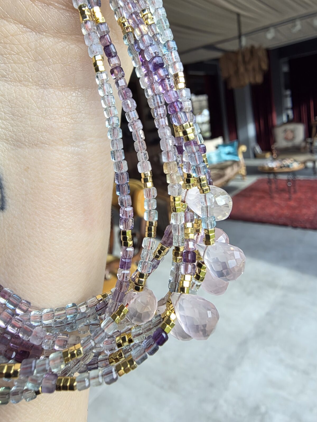 Florit Pembe Kuvars Kolye - Görsel 2