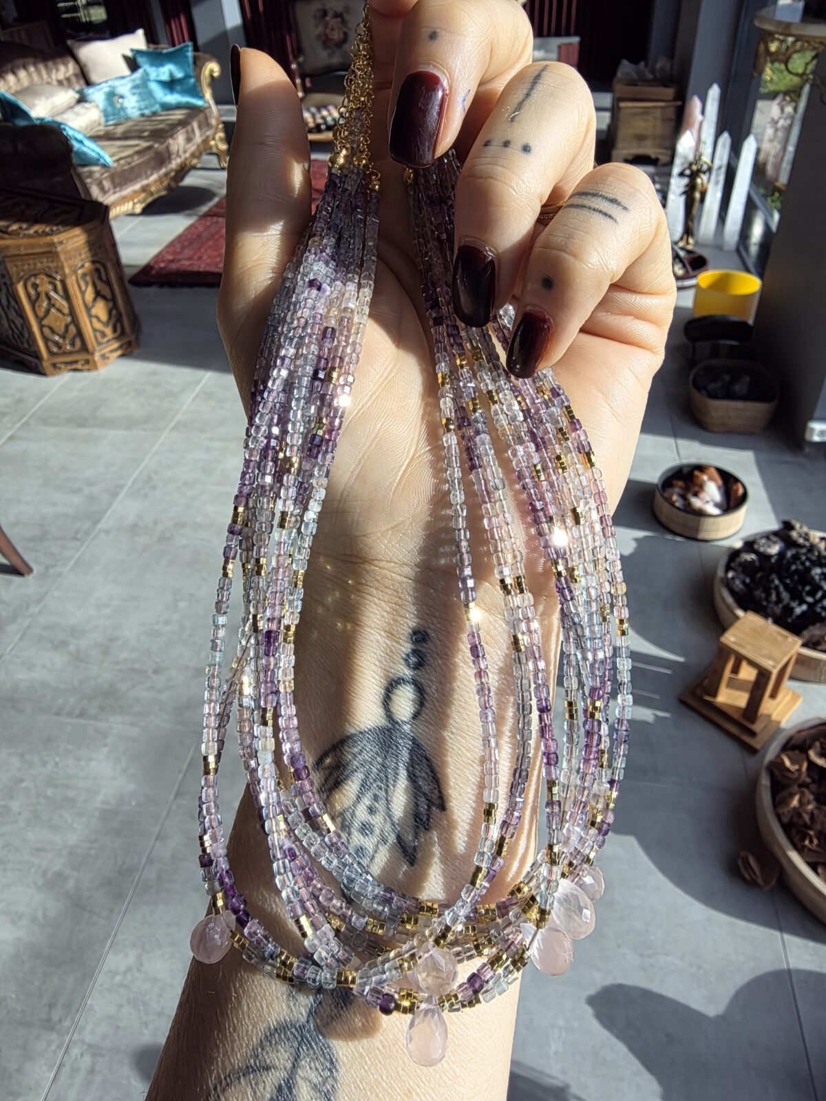 Florit Pembe Kuvars Kolye - Görsel 6