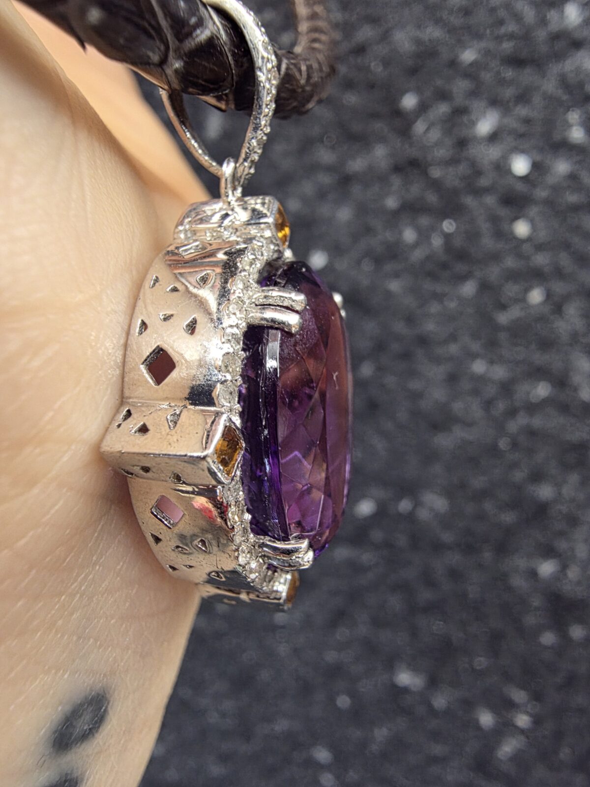 Piton Pırlanta Ametist Sitrin Kolye - Görsel 5