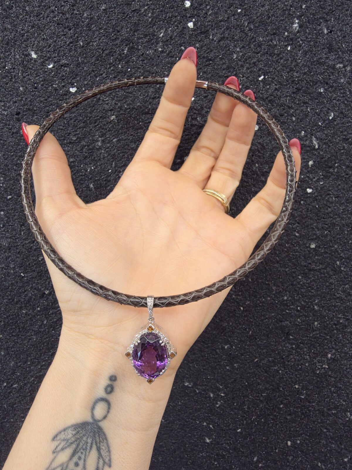 Piton Pırlanta Ametist Sitrin Kolye - Görsel 6