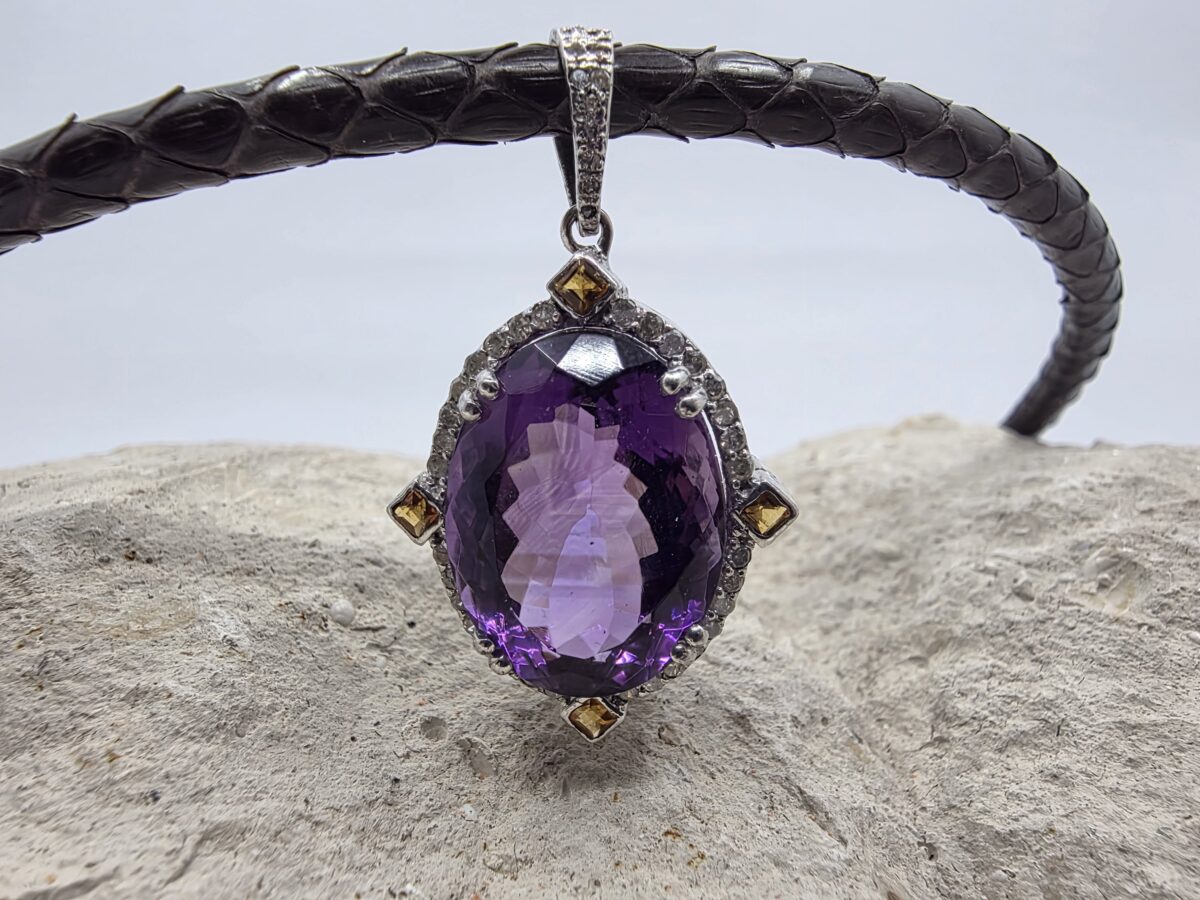 Piton Pırlanta Ametist Sitrin Kolye - Görsel 2